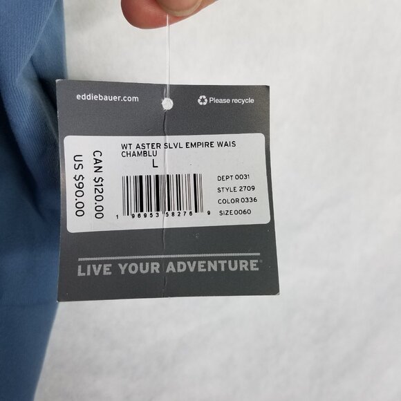 Eddie Bauer Dress Womens L Aster Sleeveless Empire Waist Blue UPF 50+ Travel NEW - Picture 13 of 16